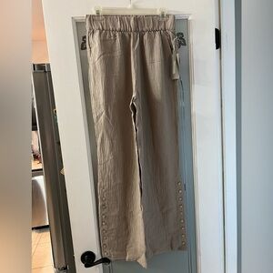 soft surroundings Oceo Gauze Wide-Leg Pants - Pebble Taupe